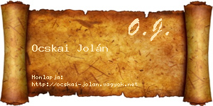 Ocskai Jolán névjegykártya
